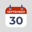 © Fasih Abdullah - September 30. The best of Flat icon calendar isolated on gray background. illustration symbol template in trendy style. Can be used for many purposes.