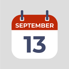 Poster - September 13. The best of Flat icon calendar isolated on gray background. illustration symbol template in trendy style. Can be used for many purposes.