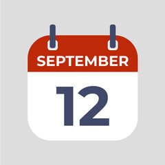 Poster - September 12. The best of Flat icon calendar isolated on gray background. illustration symbol template in trendy style. Can be used for many purposes.