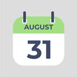© Fasih Abdullah - Calendar Icon of August 31. Calendar Icon with grey background. Flat style. Date and month.