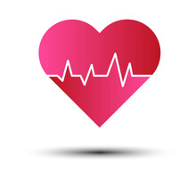 Heart Cardio Line. Health Care. Red Heart. Medical Design. Vector Illustration. Stock Image.
