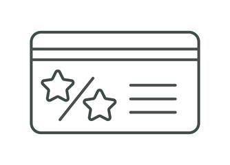 Fototapete - Marketing card line icon. Interface for programs and applications. Voucher and coupon, discounts and promotions. Loyalty program and cashback. Sales and percents. Cartoon flat vector illustration