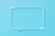 Quotation box on blue background, White quote frame on blue wall 3d illustration.