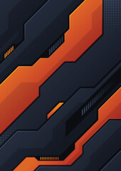 Modern Tech Dark Background with Orange Shape Element Combination