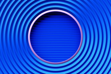 Poster - 3d rendering abstract blue round fractal, portal. abstract round spiral.