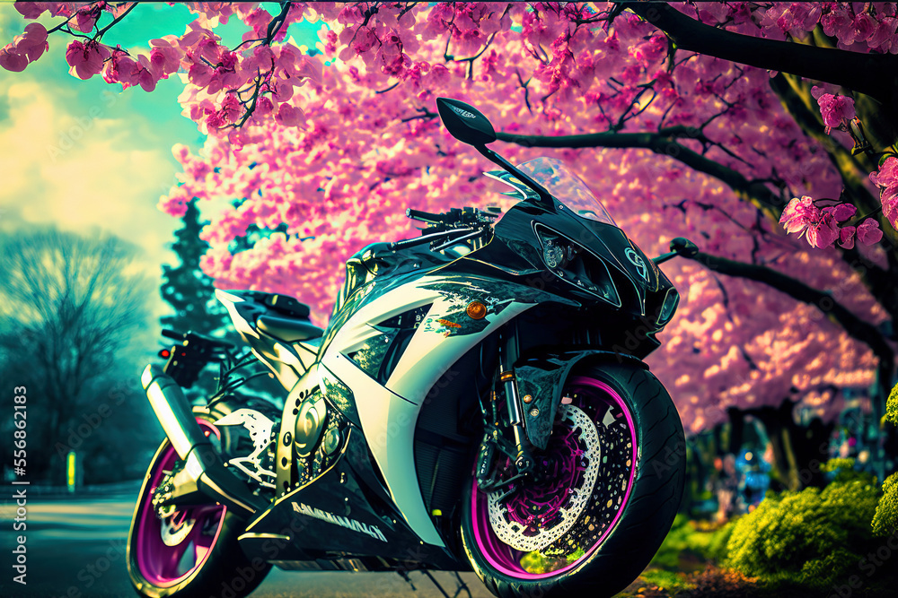 Motorcycle similar to Kawasaki Ninja ZX-10R parked under