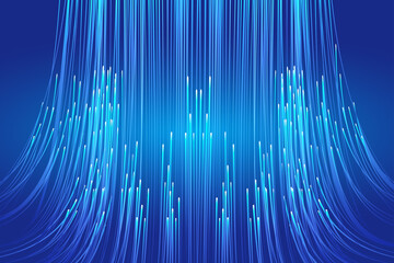 Poster - The glowing blue tech line extends vertically upward