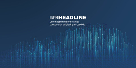 Poster - Bouncing particles and lines of Internet technology big data background
