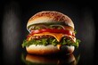 new delicious burger on a dark backdrop Generative AI