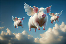 When Pigs Fly, Flying Piggies, Pigs Flying In Clouds, Pigs In The Sky, Piggenerative Ai