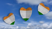 Indian Heart On Blur Cloud Background.