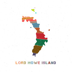 Lord Howe Island map design. Shape of the island with beautiful geometric waves and grunge texture. Captivating vector illustration.