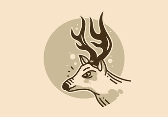 Wall Mural - Illustration design of deer with pointed antlers