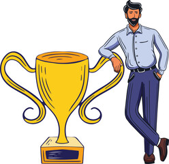 Wall Mural - man standing with trophy vector