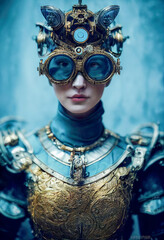 Wall Mural - steampunk cat woman with glasses