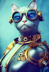 Wall Mural - steampunk cat woman with glasses