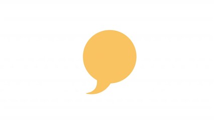 Fototapete - Animated round speech bubble element. Flat cartoon style HD video footage. Orange text shape. Speaking cloud color illustration on white background with alpha channel transparency for animation