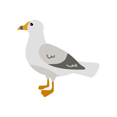 Wall Mural - cute comic gull, atlantic bird over white background. seagull cartoon character flat vector illustra