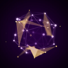 Poster - Sphere made up of points and lines. Network connection structure. Big data visualization. 3d rendering.