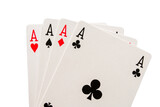 Fototapeta Tulipany - The combination of playing cards poker casino. Isolated four aces