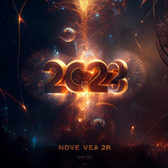 Wall Mural - new year, 2023, fireworks, 23, holidays