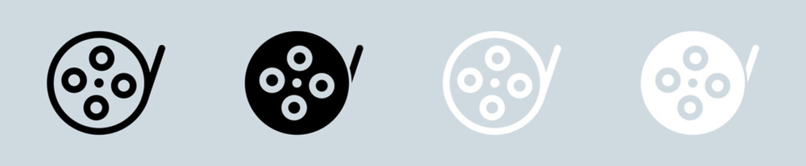 Poster - Film roll icon set in black and white. Cinema signs vector illustration.