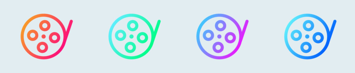 Poster - Film roll line icon in gradient colors. Cinema signs vector illustration.
