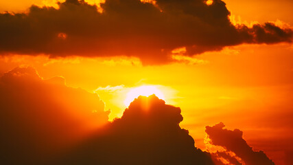 Wall Mural - dramatic clouds on the sunset or evening time.