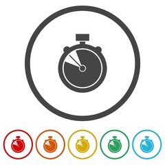 Wall Mural - Stopwatch logo icon. Set icons in color circle buttons