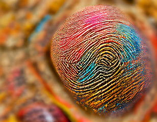 Poster - Close up beautiful abstract multi colored fingerprint on background texture for design.	
