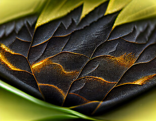Aufkleber - Close up Beautiful abstract leaf in light. Minimalism modern style concept. Dark Background pattern for design.	