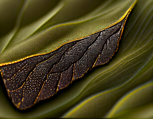 Aufkleber - Close up Beautiful abstract leaf in light. Minimalism modern style concept. Dark Background pattern for design.	