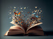 Leinwandbild Motiv An open book with butterflies coming out of it ideal for fantasy and literature backgrounds