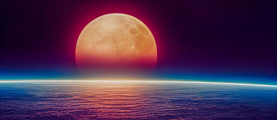 Wall Mural - earth and moon, generative ai Illustration