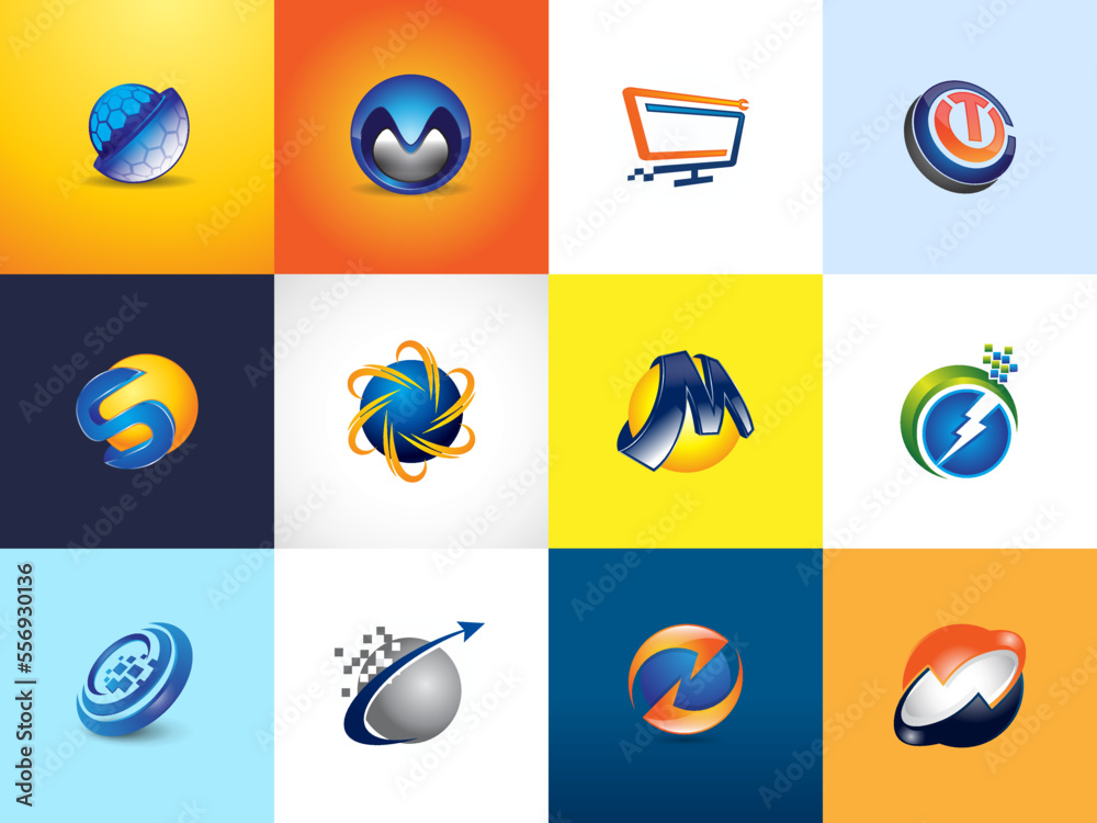 Abstract logos collection and Tech Icon Stock Vector | Adobe Stock