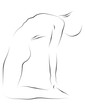 beautiful line drawing of the camel  pose in yoga , pastimes and hobbys .