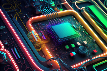 Abstract Electronic Circuit Board Background, generative ai