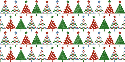 Poster - Christmas card background with abstract Christmas tree decoration, red and green. Vector seamless print, can be used for a postcard.