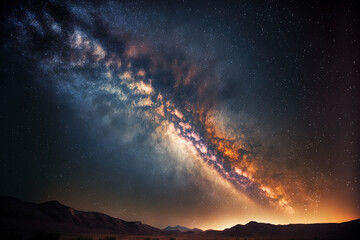 Wall Mural - milky way galaxy with a bright night sky. generative ai