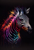 Fototapeta Dziecięca - Voka art, Art painting, bright multi-colored zebra in the style of pop art. Generative AI