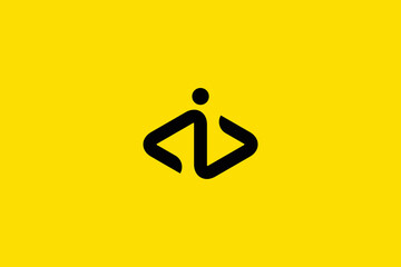 Minimal Awesome Trendy Professional Coding Logo Design Template On Yellow Background