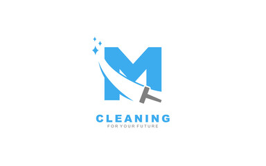 Wall Mural - M logo cleaning services for branding company. Housework template vector illustration for your brand.