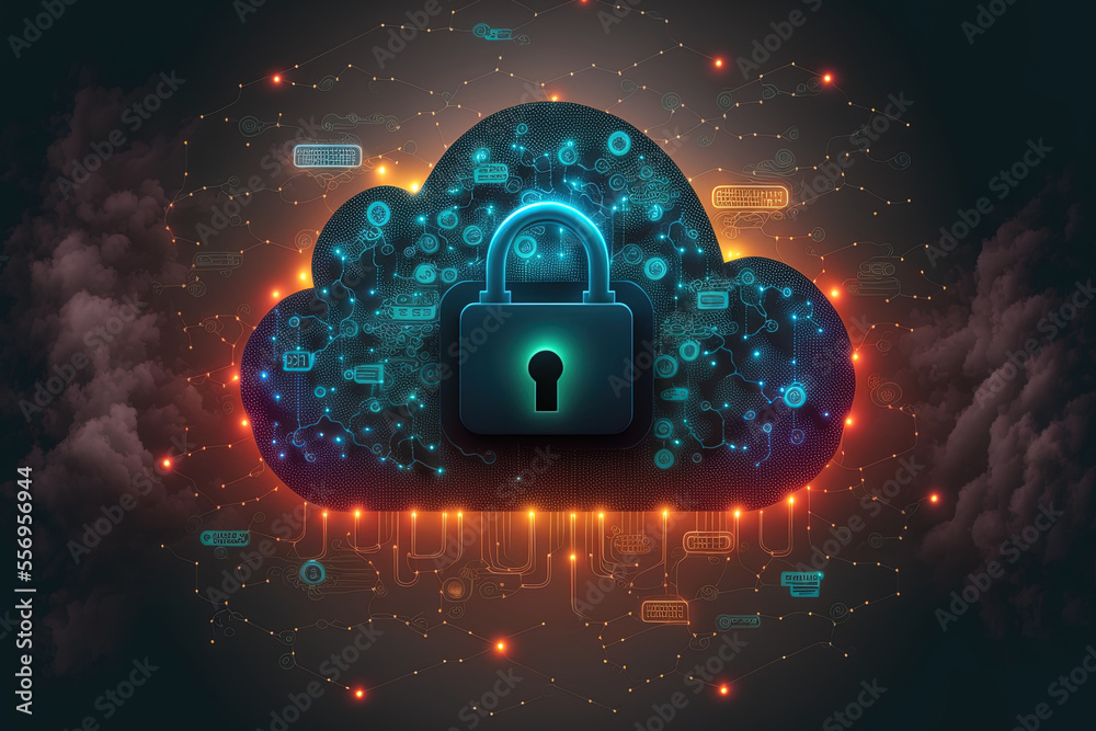 abstract cloud computing network and digital security concept with ...