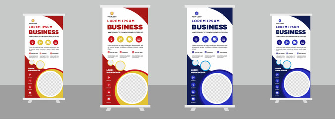 Sticker - Roll up stand banner design template Corporate business 