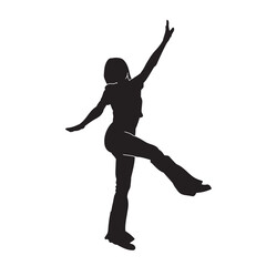 Poster - Silhouette of a woman performing modern dance. Illustration of a female dancer action pose.