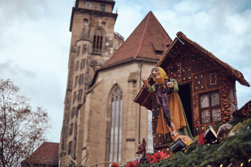 Medieval roof decoration on the advent market in Germany 