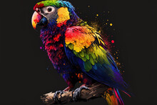 Abstract Multicolored Parrot Illustration. Generative AI