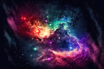 beautiful starry sky with a colorful galaxy in the backdrop. generative ai