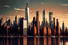 Manhattan Skyline. Generative AI