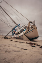 wrecked sail boat on the beach - Coronado California